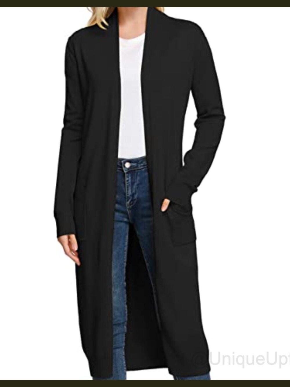 Essential Solid Open Front Maxi Long Knitted Cardigan Sweater